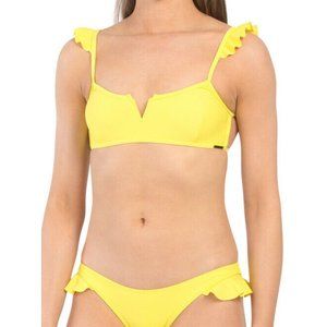 Kendall & Kylie Ruffle Bikini set Top & Bottom Neon Yellow Retail $240